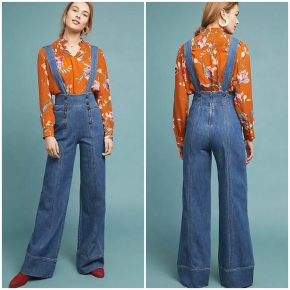 Anthropologie Pants - SOLD✨Anthropologie Pilcro Bibbed Denim Jumpsuit✨
